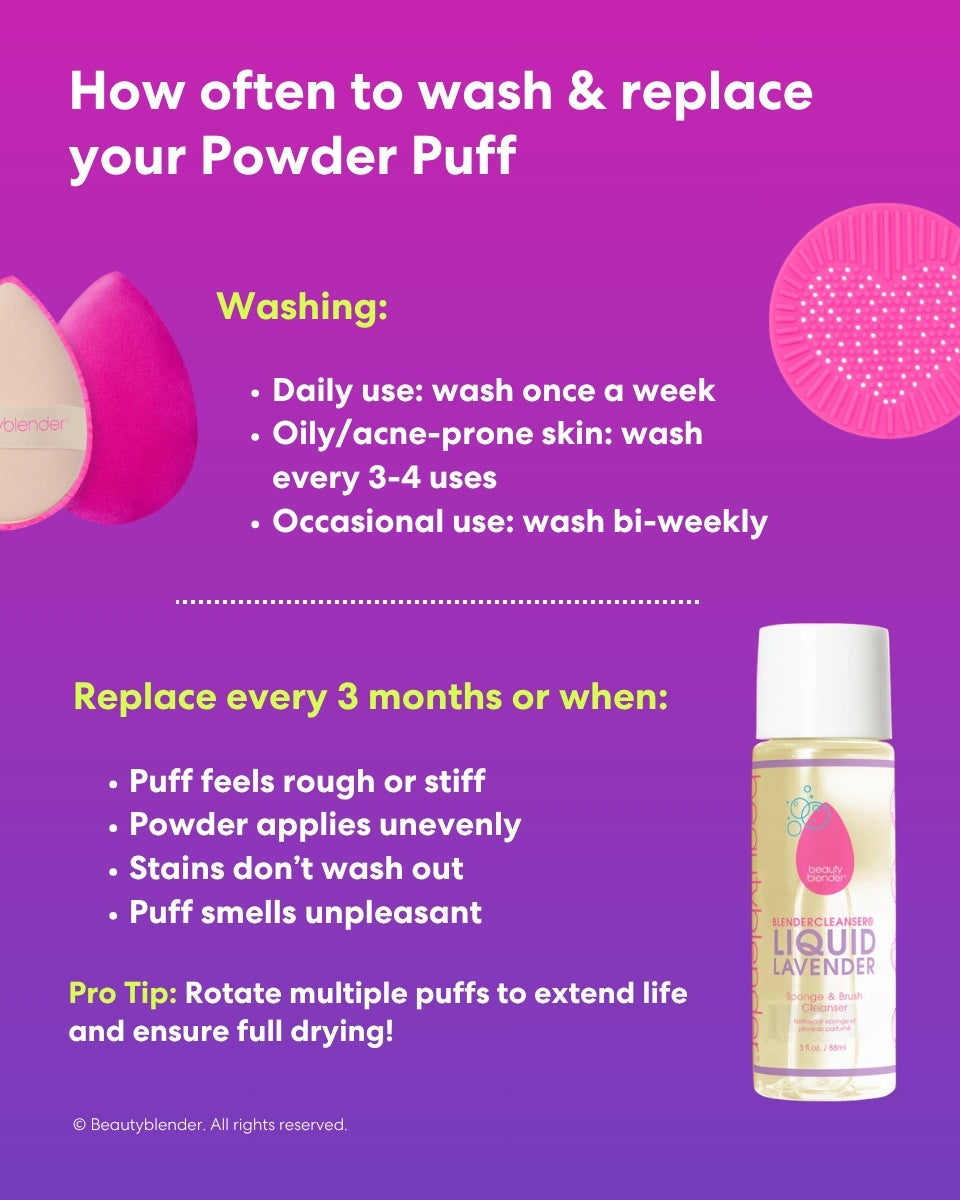 How often to wash & replace your Powder Puff